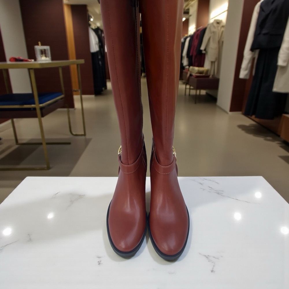 I.N.C. Women's Brown Faux Leather Round Toe Mid-Calf Boots. Size 7 1/2. NWOB